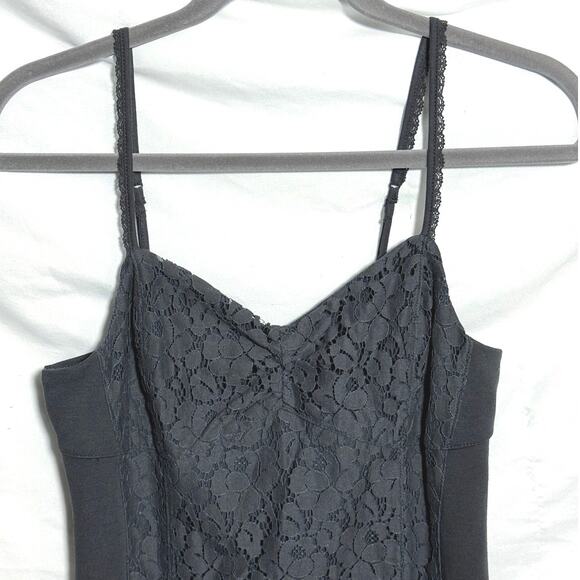 AE American Eagle Outfitters Y2K Gray Lace Overlay Bodycon Mini Dress Sz 10 - Picture 5 of 7
